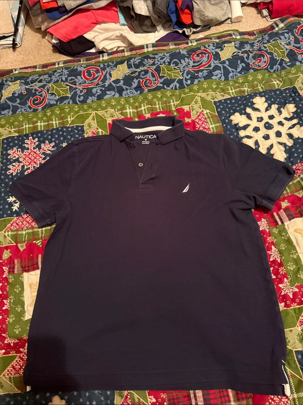Nautica Men's Dark Navy Short Sleeve Polo with Sail Logo